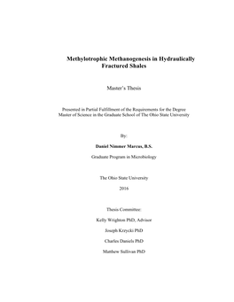 Methylotrophic Methanogenesis in Hydraulically Fractured Shales