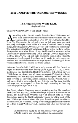 The Rugs of Nero Wolfe Et Al