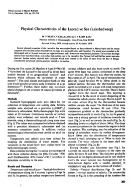 Physical Characteristics of the Laccadive Sea (Lakshadweep)