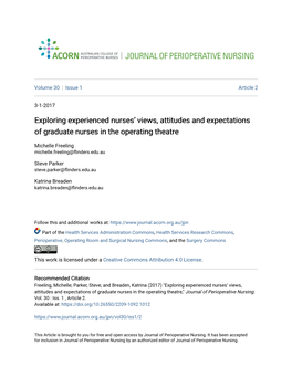 Exploring Experienced Nursesâ•Ž Views, Attitudes and Expectations of Graduate Nurses in the Operating Theatre