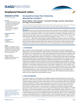 Increased Ice Losses from Antarctica Detected by Cryosat2