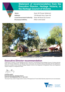 Executive Director Recommendation