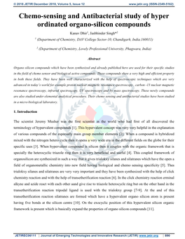 Chemo-Sensing and Antibacterial Study of Hyper Ordinated Organo