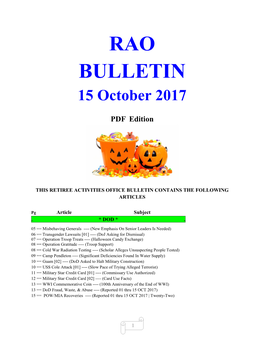 RAO BULLETIN 15 October 2017