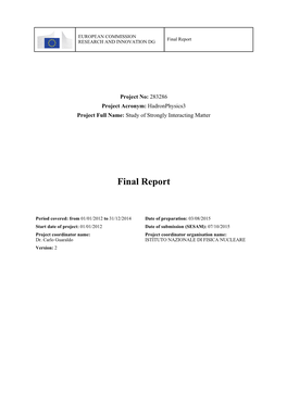 Final Report RESEARCH and INNOVATION DG