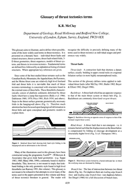 Glossary of Thrust Tectonics Terms