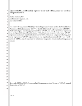 GPM6A Is Differentially Expressed in Non-Small Cell Lung Cancer And