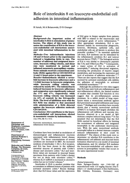 Role of Interleukin 8 on Leucocyte-Endothelial Cell Adhesion in Intestinal Inflammation