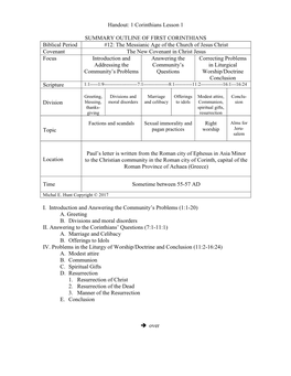 Handout: 1 Corinthians Lesson 1