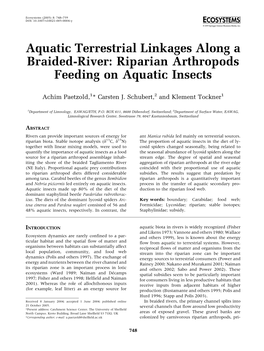 Aquatic Terrestrial Linkages Along a Braided-River: Riparian Arthropods Feeding on Aquatic Insects