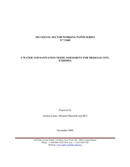 Mci Social Sector Working Paper Series N° 7/2009