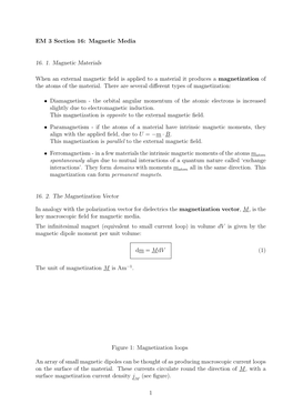 EM 3 Section 16: Magnetic Media 16. 1. Magnetic Materials When An