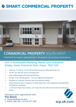 COMMERCIAL PROPERTY SOUTH WEST Chartered Surveyors Specialising in All Aspects of Commercial Property