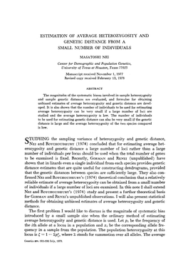 Estimation of Average Heterozygosity and Genetic Distance from a Small Number of Individuals