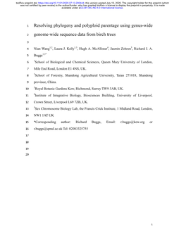 Resolving Phylogeny and Polyploid Parentage Using Genus-Wide Genome-Wide Sequence Data from Birch Trees
