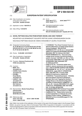 European Patent Office of Opposition to That Patent, in Accordance with the Implementing Regulations