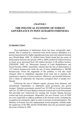 The Political Economy of Forest Governance in Post-Suharto Indonesia 103