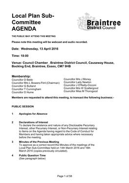 Local Plan Sub- Committee AGENDA