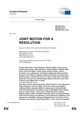 En En Joint Motion for a Resolution