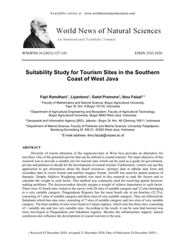 Suitability Study for Tourism Sites in the Southern Coast of West Java