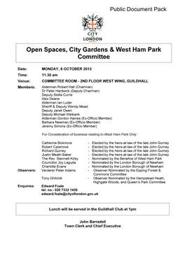 Open Spaces, City Gardens & West Ham Park Committee