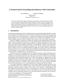 A Framework for Extending Microkanren with Constraints