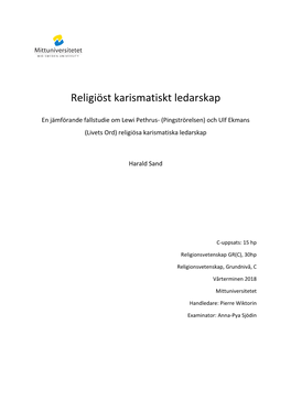 Religiöst Karismatiskt Ledarskap