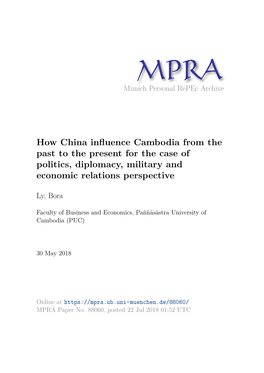 How China Influence Cambodia from the Past to Present for the Case of Political