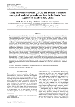 (Cfcs) and Tritium to Improve Conceptual Model of Groundwater ﬂow in the South Coast Aquifers of Laizhou Bay, China