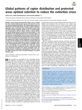 Global Patterns of Raptor Distribution and Protected Areas Optimal Selection to Reduce the Extinction Crises