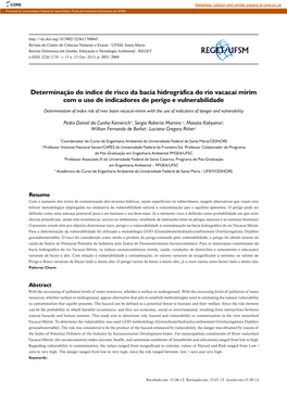 Determinação Do Índice De Risco Da Bacia Hidrográfica Do Rio Vacacaí Mirim Com O Uso De Indicadores De Perigo E Vulnerabilidade