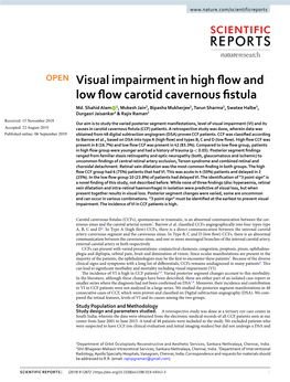 Visual Impairment in High Flow and Low Flow Carotid Cavernous Fistula