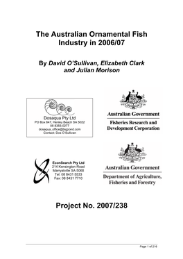 The Australian Ornamental Fish Industry in 2006/07 Project No