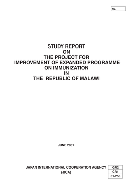 Study Report on the Project for Improvement of Expanded Programme on Immunization in the Republic of Malawi