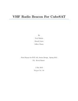 VHF Radio Beacon for Cubesat