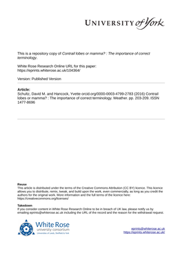 Contrail Lobes Or Mamma? : the Importance of Correct Terminology