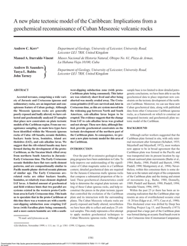 A New Plate Tectonic Model of the Caribbean: Implications from a Geochemical Reconnaissance of Cuban Mesozoic Volcanic Rocks