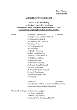 Board Minutes AAB/9/2013-14 ANTIQUITIES ADVISORY BOARD