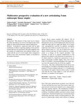 Multicenter Prospective Evaluation of a New Articulating 5-Mm Endoscopic Linear Stapler