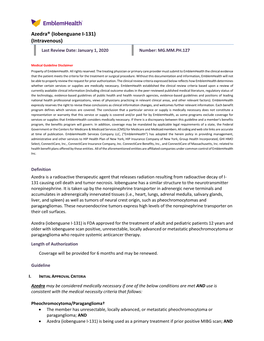 Azedra® (Iobenguane I-131) (Intravenous) Last Review Date: January 1, 2020 Number: MG.MM.PH.127