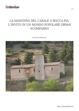 La Madonna Del Casale a Rocca Pia, L'invito in Un Mondo Popolare Ormai