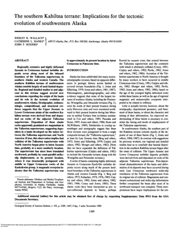 The Southern Kahiltna Terrane: Implications for the Tectonic Evolution of Southwestern Alaska