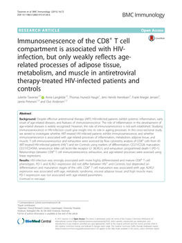 Immunosenescence of the CD8+ T Cell Compartment Is Associated With