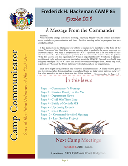 Camp Communicator Oct 2018