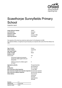 Scawthorpe Sunnyfields Primary School Inspection Report