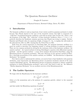 The Quantum Harmonic Oscillator