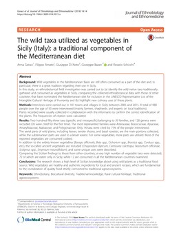 The Wild Taxa Utilized As Vegetables in Sicily (Italy)