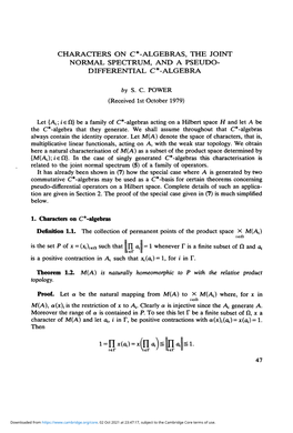 Characters on C*-Algebras, the Joint Normal Spectrum, and a Pseudo- Differential C*-Algebra