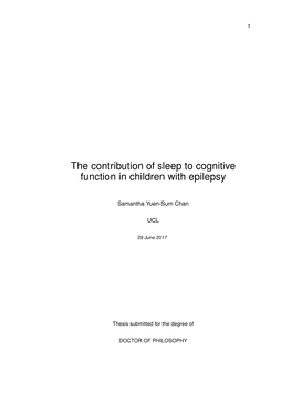 The Contribution of Sleep to Cognitive Function in Children with Epilepsy