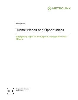 Transit Needs and Opportunities